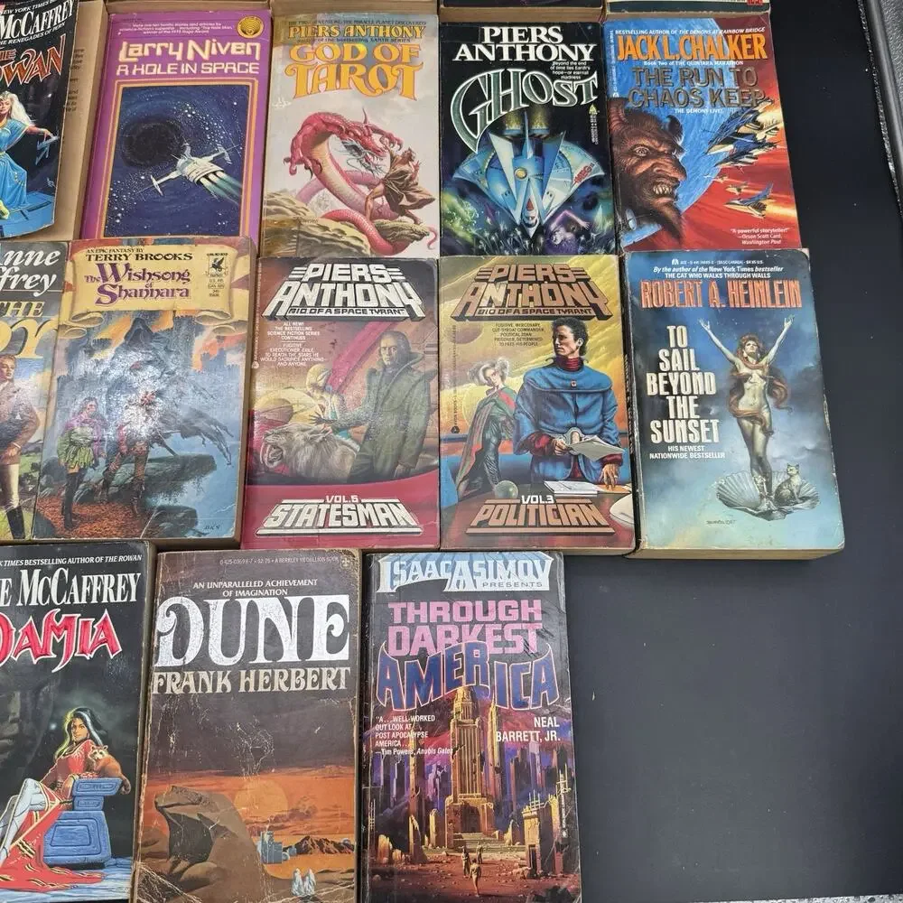 Lot Of 21 Vintage Sci-fi & Fantasy Books Dune Space Odyssey McCaffrey & More